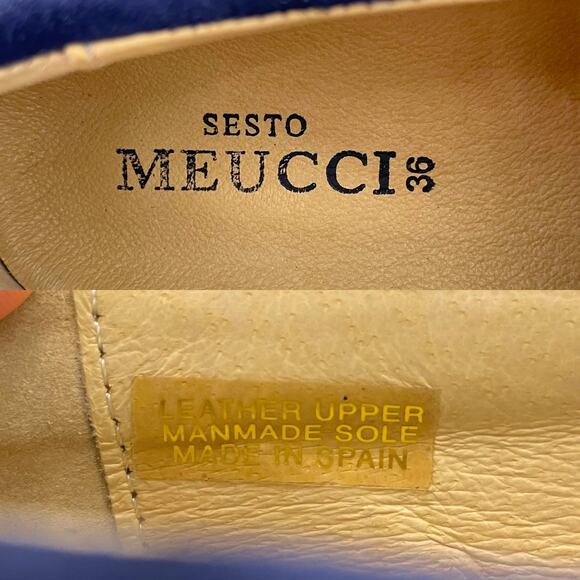 Sesto Meucci Navy Blue Multicolored Suede Tiered Ruffle Flat Loafers 6 or 36 - Picture 8 of 9